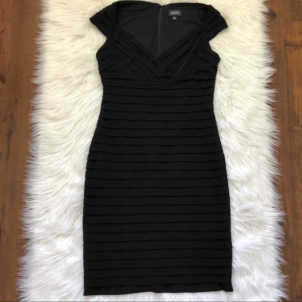 Adrianna Papell Black Layered Mid Length Dress